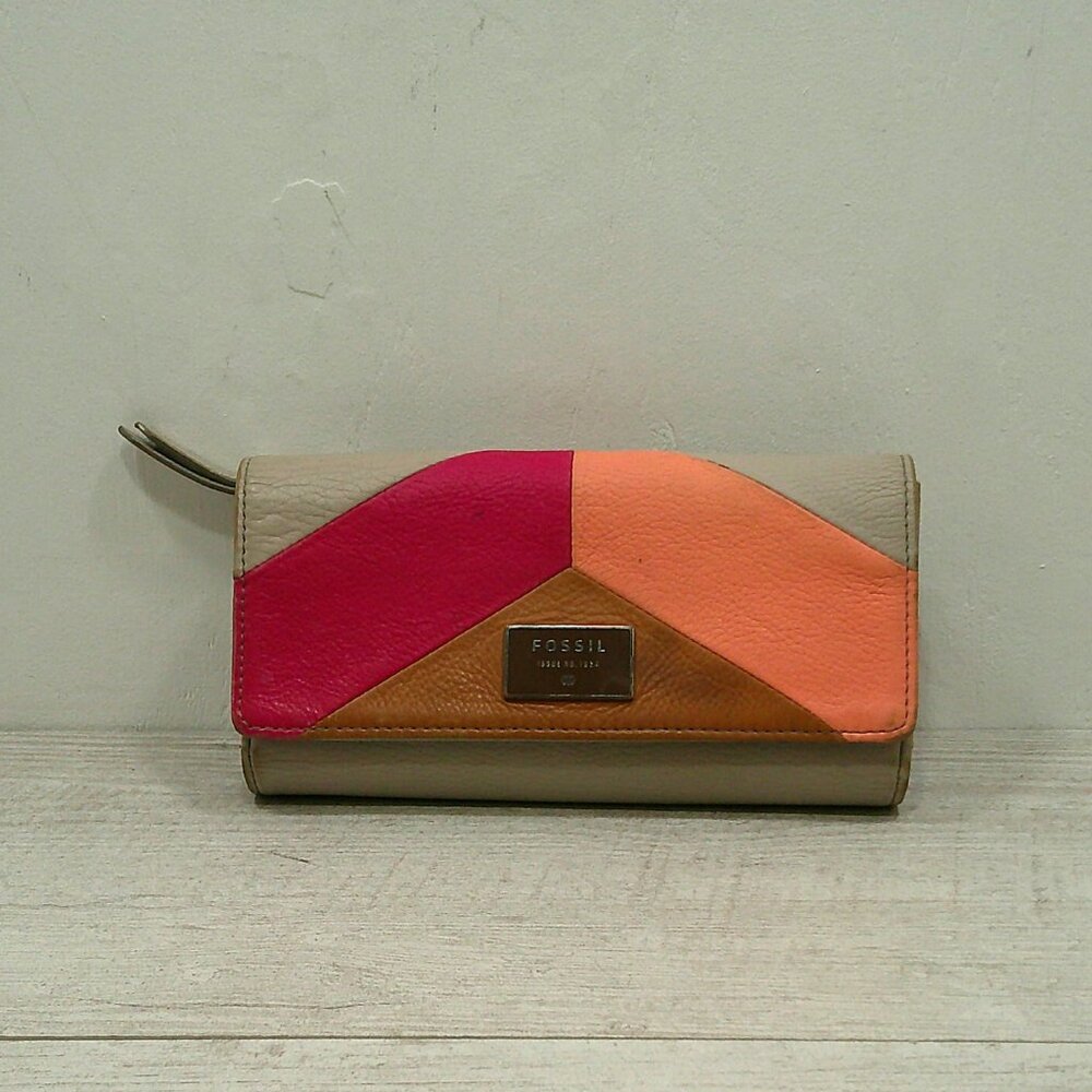 Fossil 70's Inspired Leather Key-Per Calypso Geom… - image 1